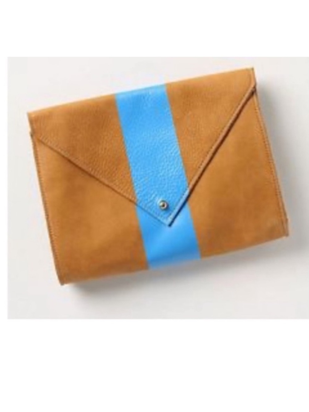 Clare V Tan Clutch with Blue Stripe